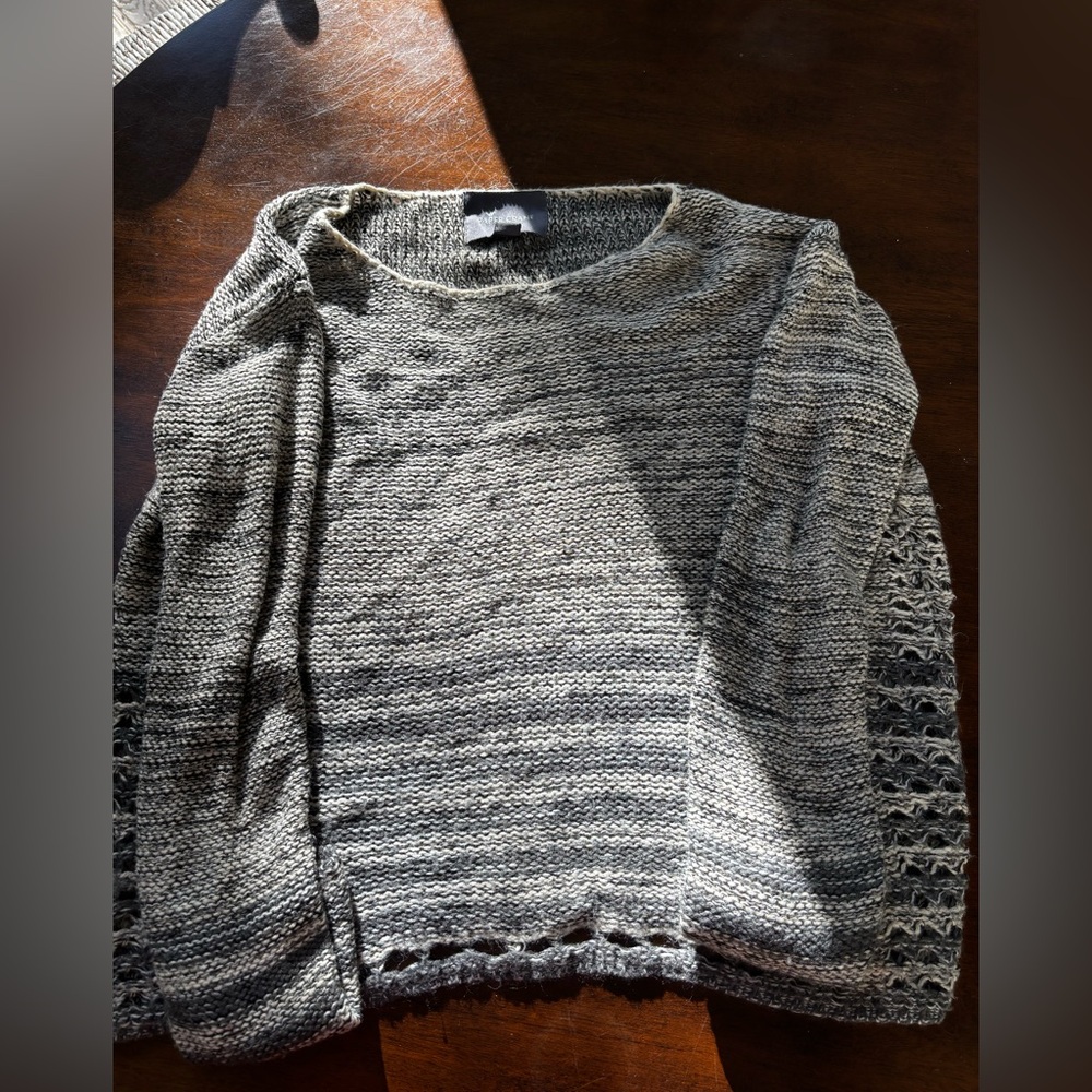 Paper Crane Striped Knit Sweater in Gray and Cream